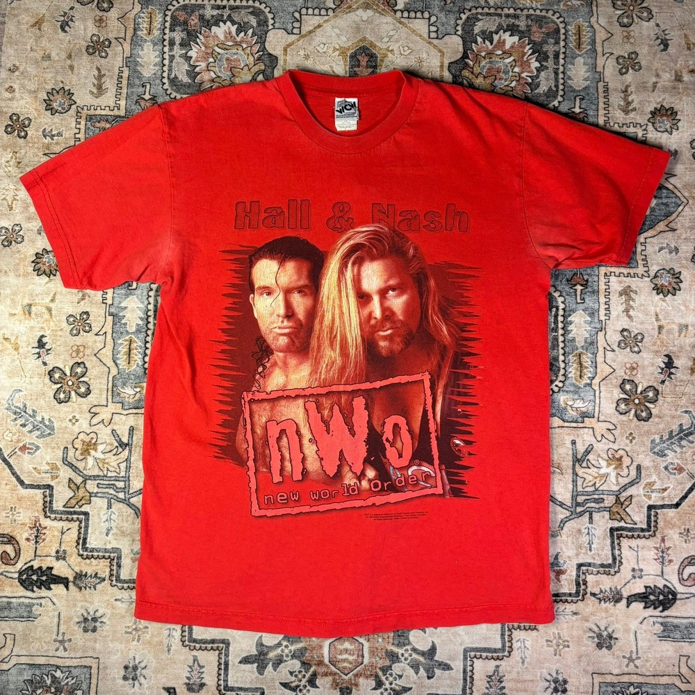 Vintage 1998 WCW nWo Hall & Nash TShirt Red Mens Large New World Order Wrestling
